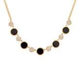0.27ct Diamond & 2.00ct Onyx 14k Yellow Gold Necklace